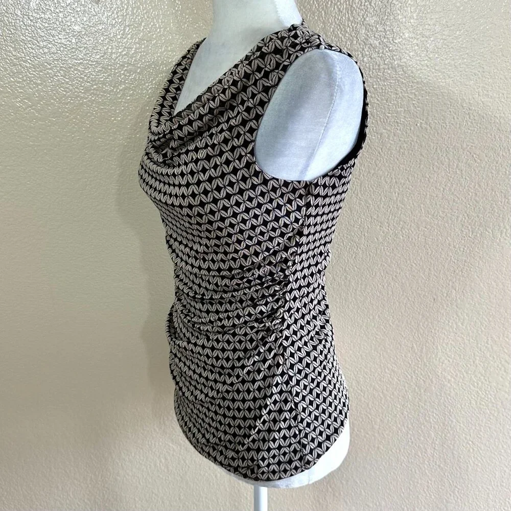 Cable & Gauge Vtg Y2K 2000s Print Cowl Stretchy Blouse